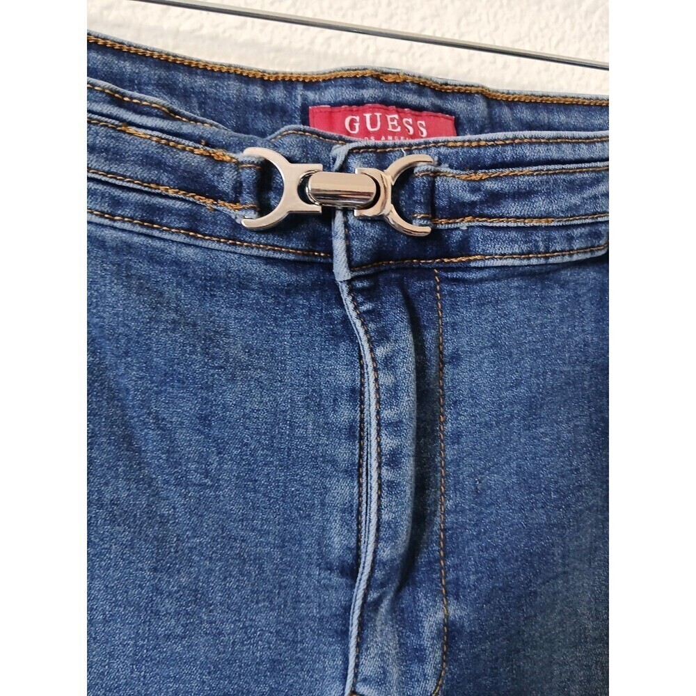 Guess Jeans Women's Jeans Blue Size 34 Wide Leg Flap Pocket Blue Denim Retro - Picture 4 of 16